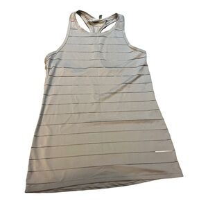Athleta Light Gray Striped Tank Top